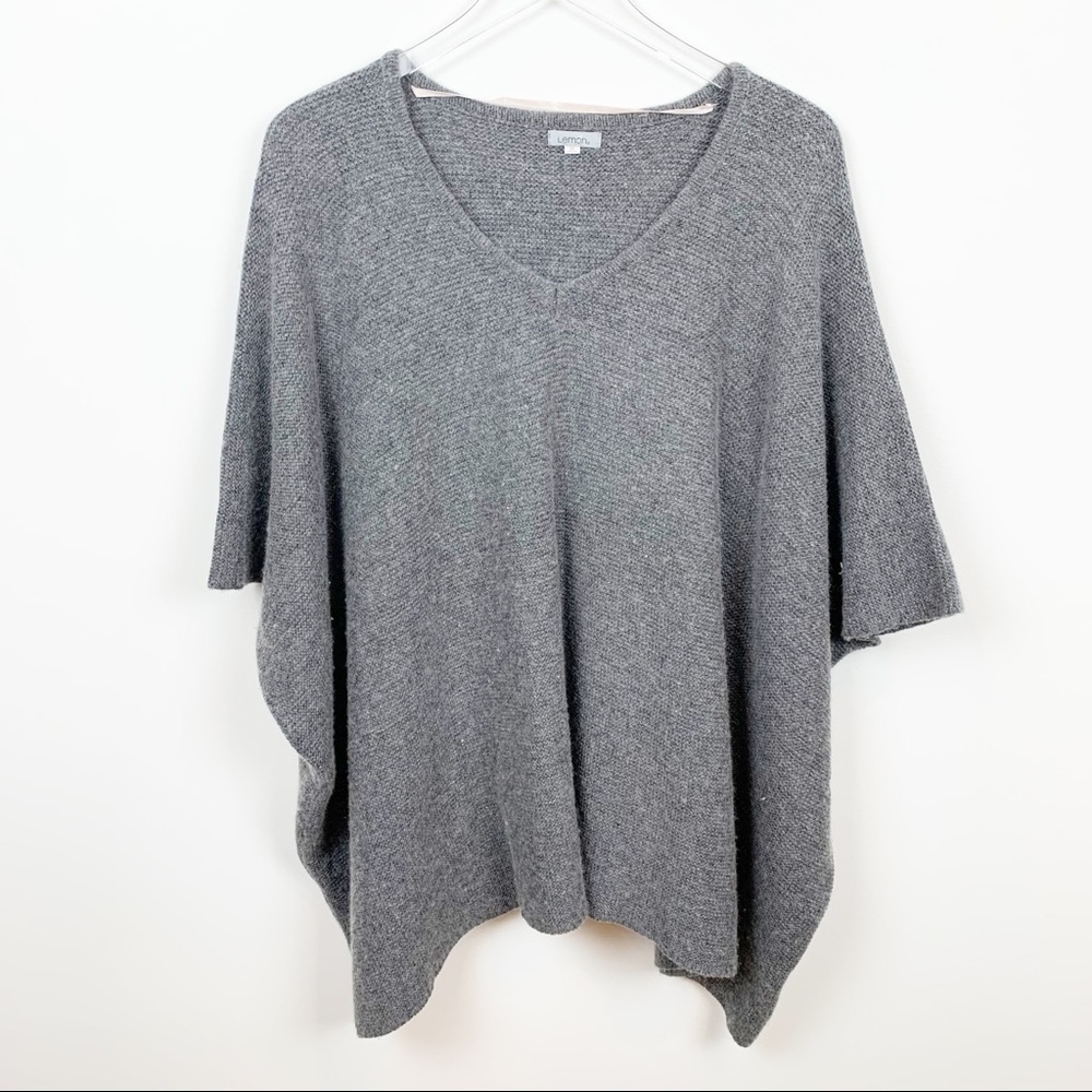 Lemon Gray V-Neck Poncho Sweater